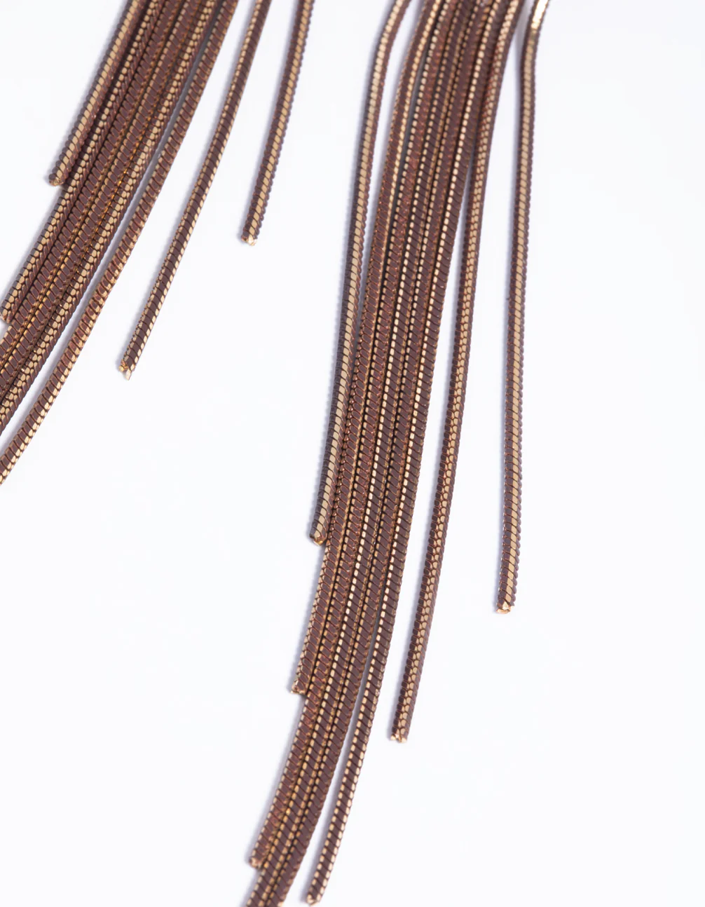 Brown Waterfall Chain Drop Earrings - Image 4