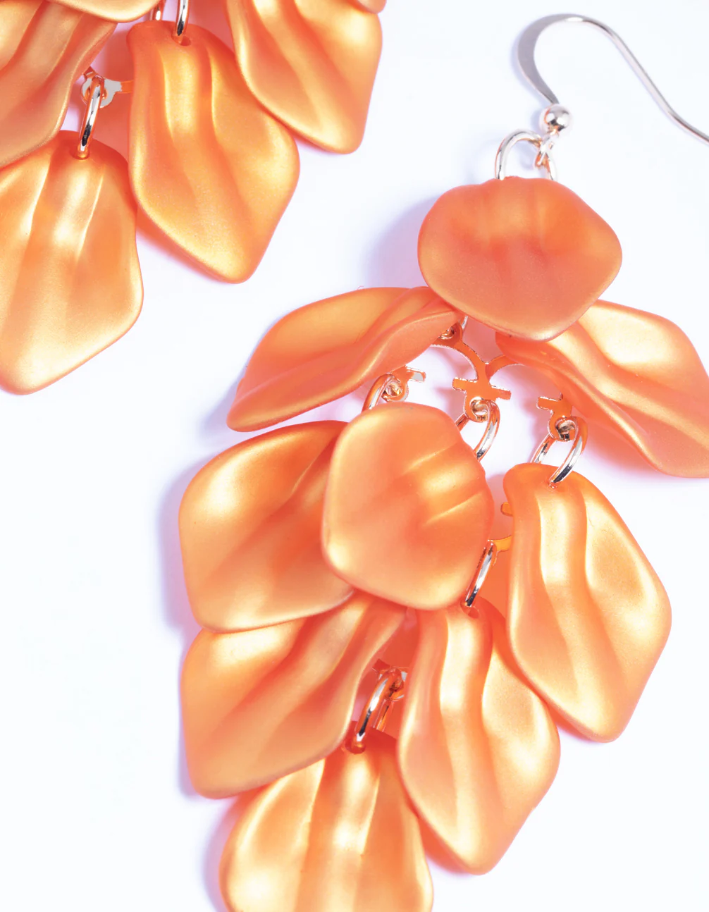 Orange Pearlised Petal Drop Earrings - Image 4