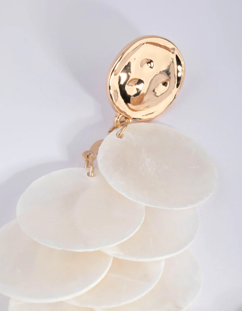 White Genuine Shell Cascading Drop Earrings - Image 3