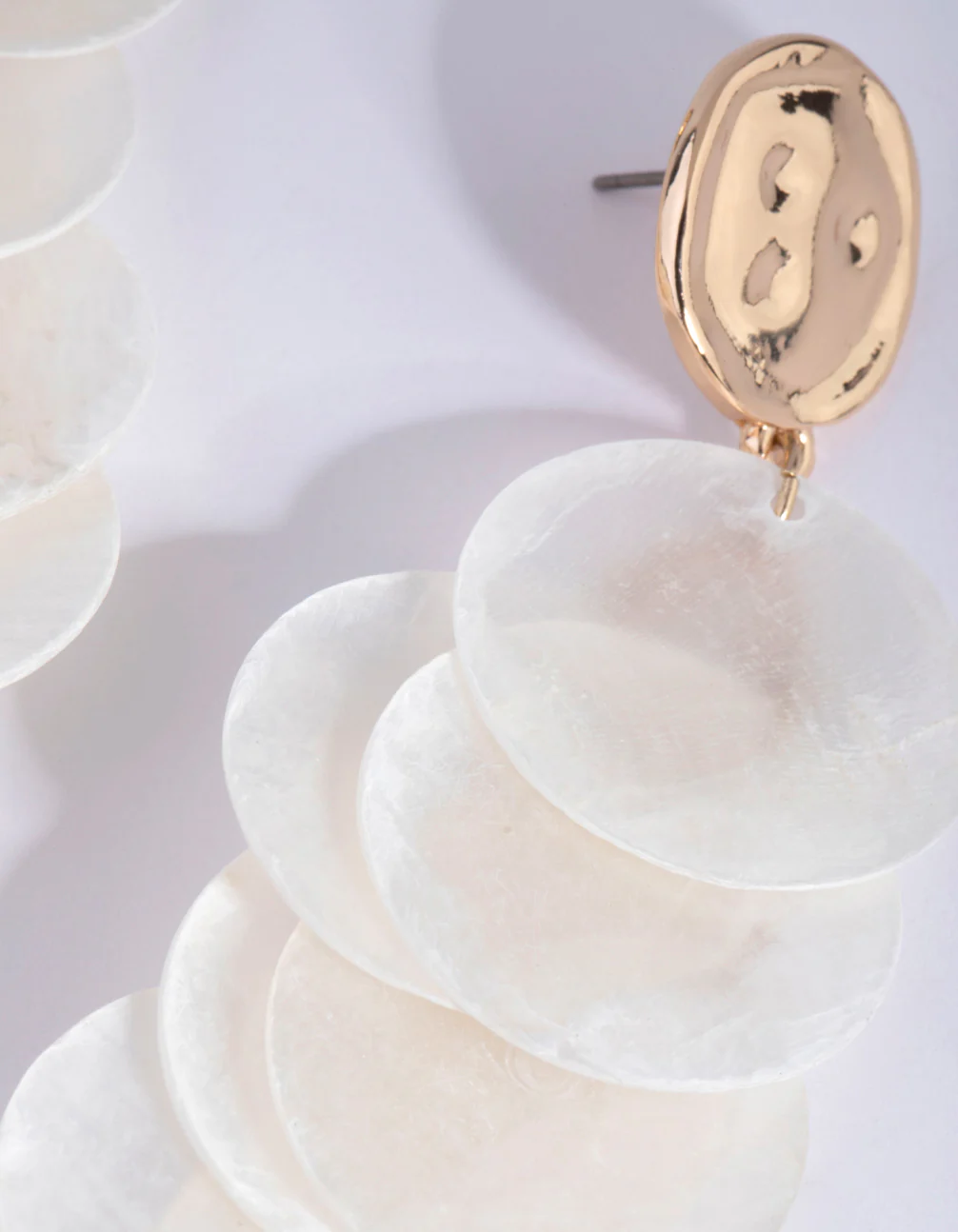 White Genuine Shell Cascading Drop Earrings - Image 4