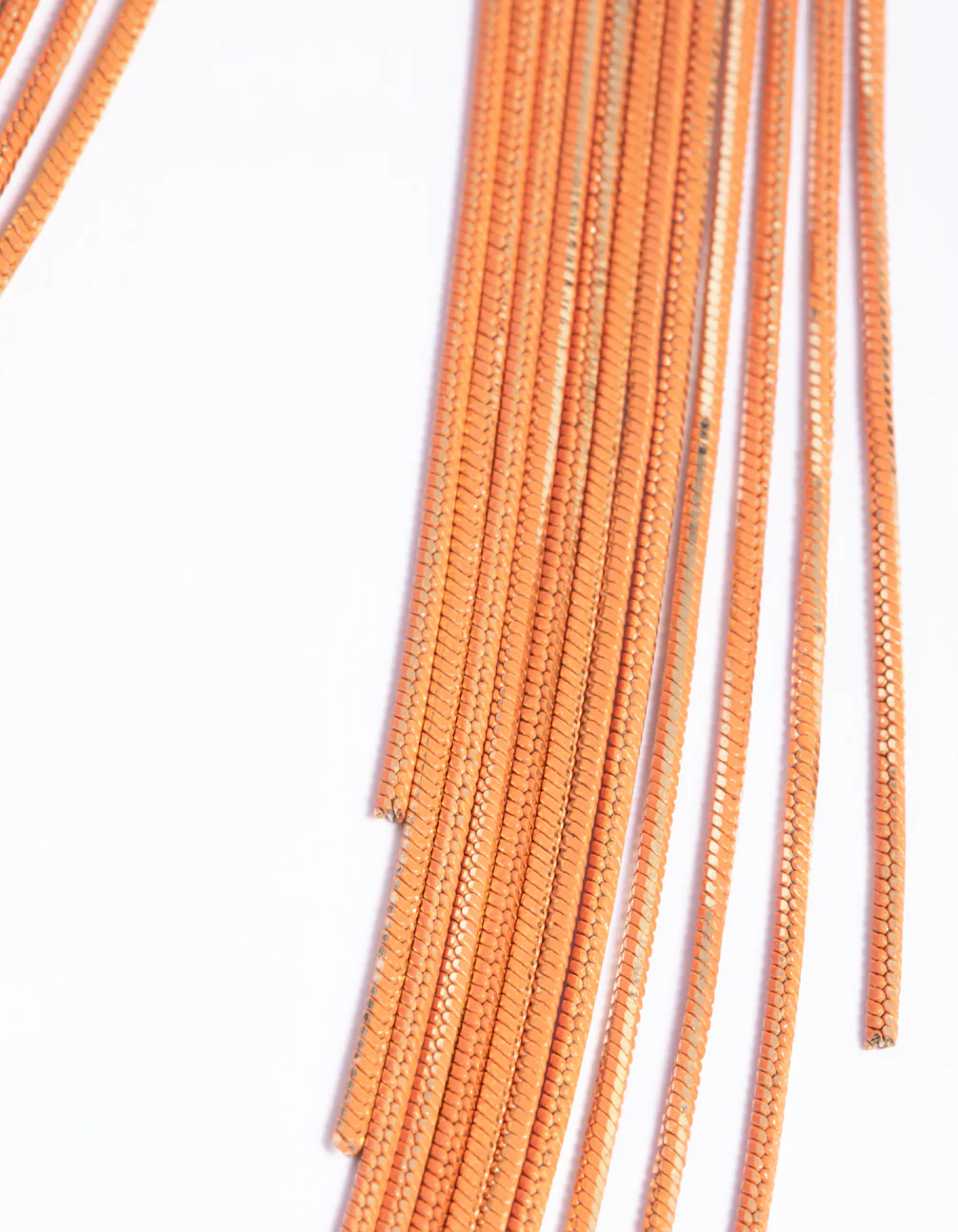 Orange Waterfall Chain Drop Earrings - Image 4