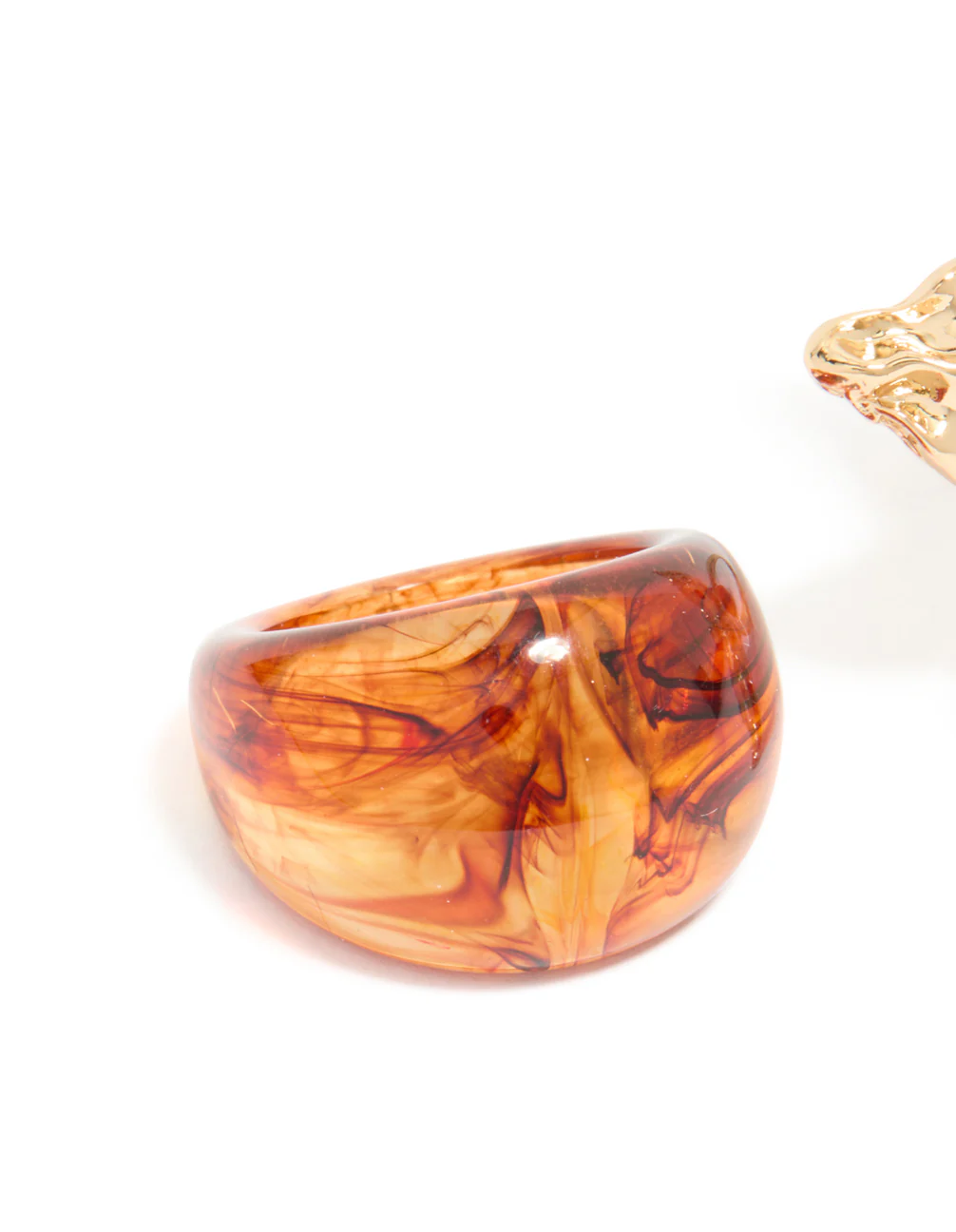 Brown Acrylic & Flower Rings 3-Pack - Image 5
