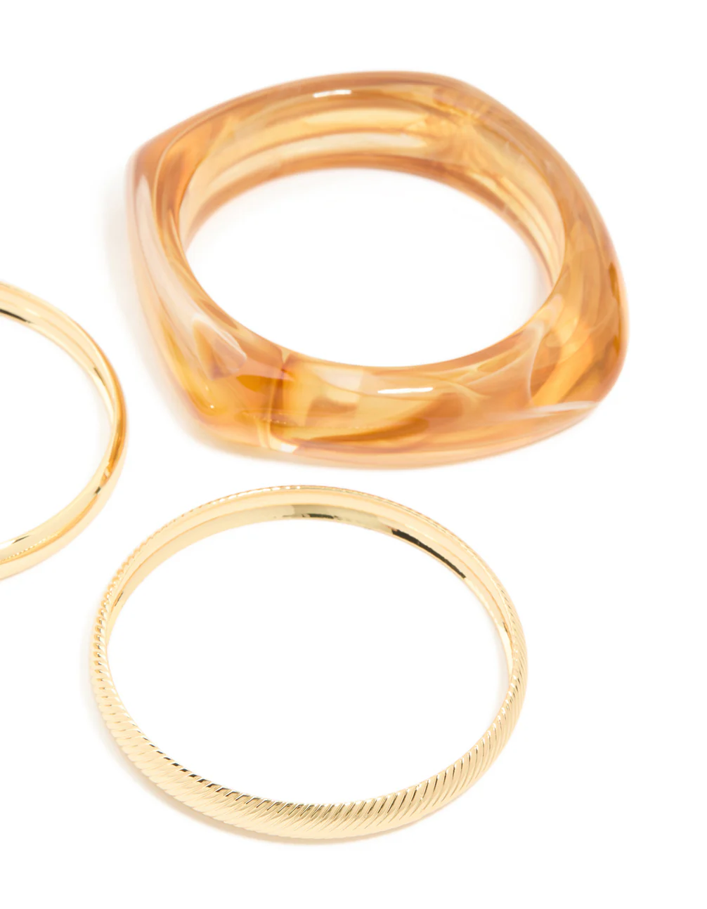 Brown Acrylic & Gold Bangles 3-Pack - Image 3