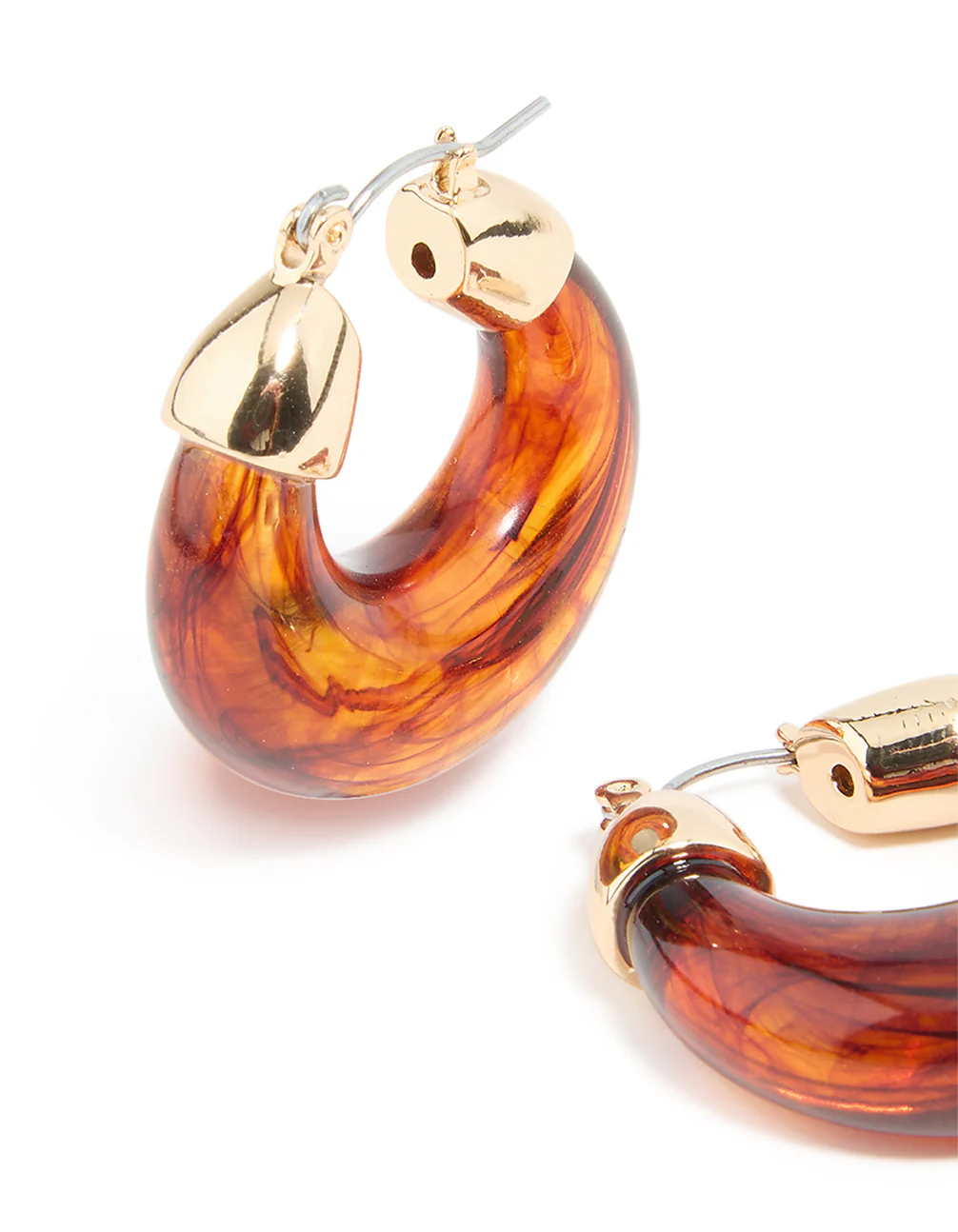 Brown Acrylic Mini Hoop Earrings - Image 4