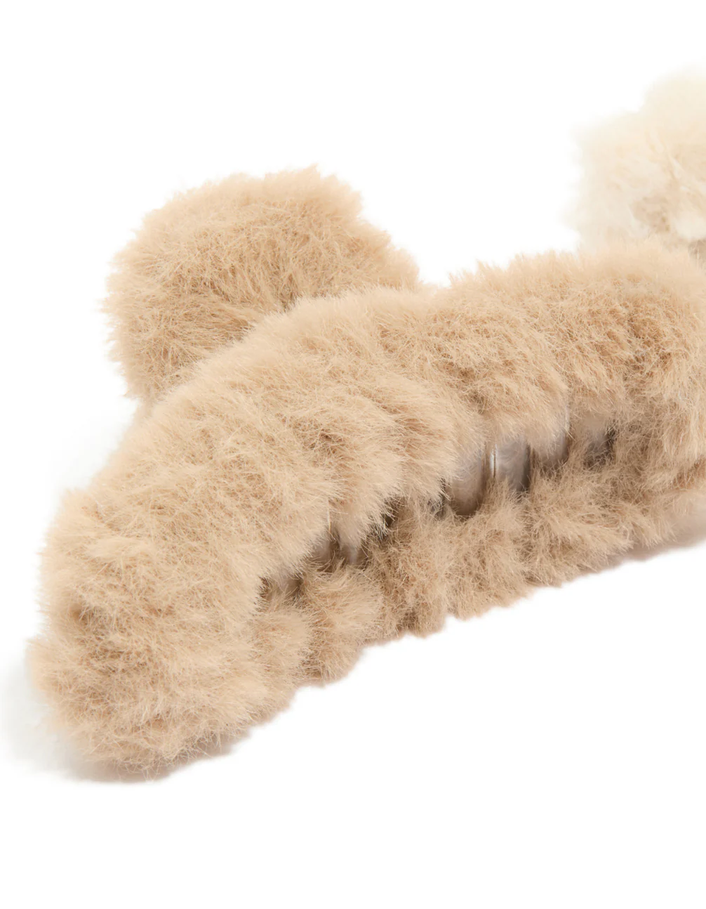 Brown & Cream Faux Fur Small Claw Clips 2-Pack - Image 2