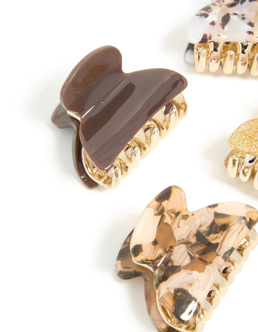 Brown & Gold Acrylic Claw Clips 4-Pack - Image 2