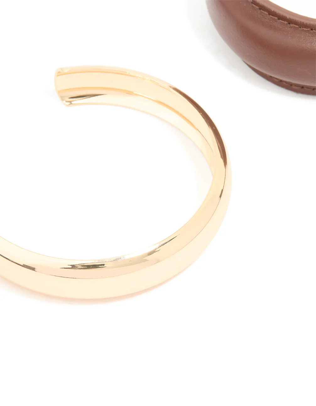 Brown PU Leather & Gold Wrist Cuffs Pack - Image 2