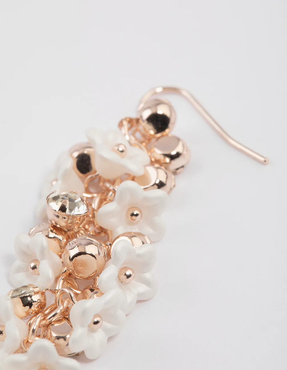 Rose Gold Multi Diamante Petal Drop Earrings - Image 3