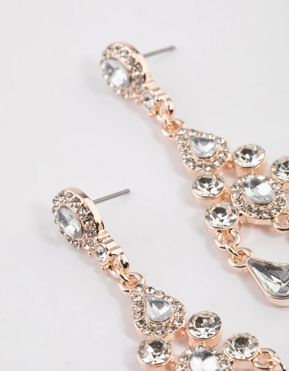Rose Gold Multi Stone Tassel Drop Earrings - Image 2