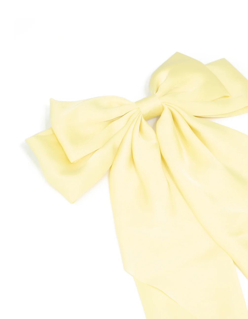 Butter Yellow Satin Fabric Bow Clip - Image 2