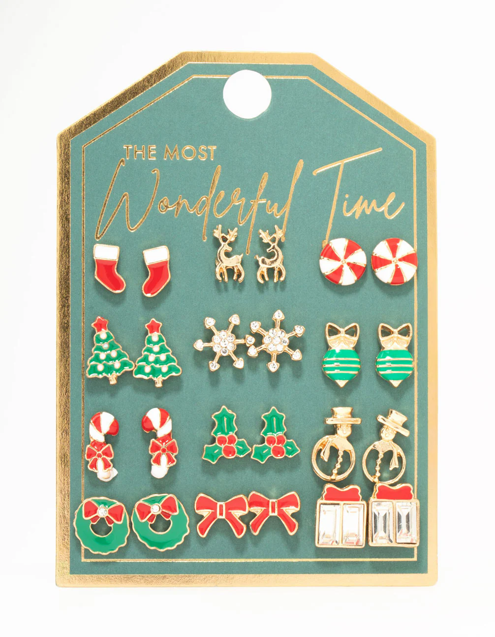 Candy Cane & Bow Gold Earrings 12-Pack - Image 3