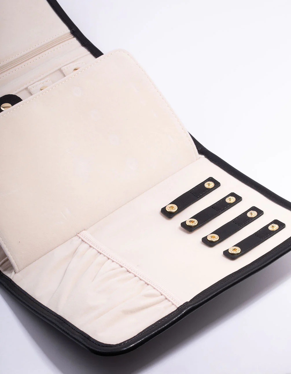 Black Quilted Faux Leather Jewellery Travel Case - Image 3
