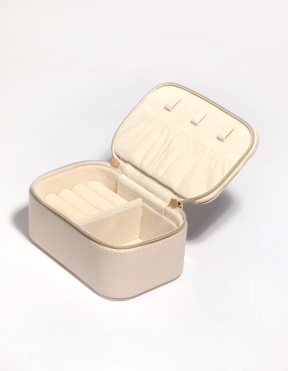 Cream PU Leather Rectangle Jewellery Box