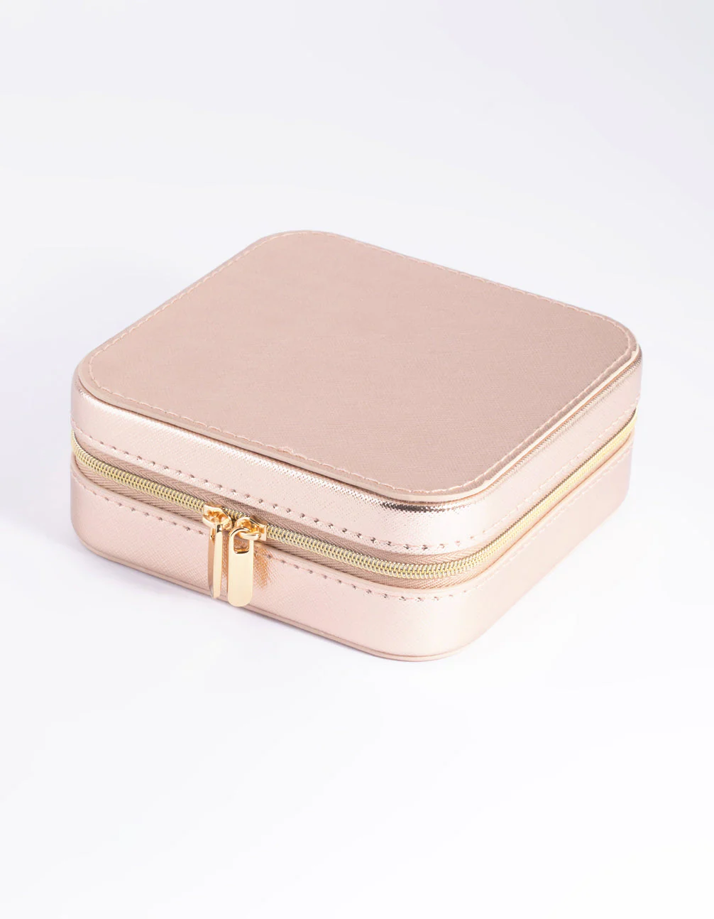 Rose Gold Faux Leather Iridescent Jewellery Box - Image 2