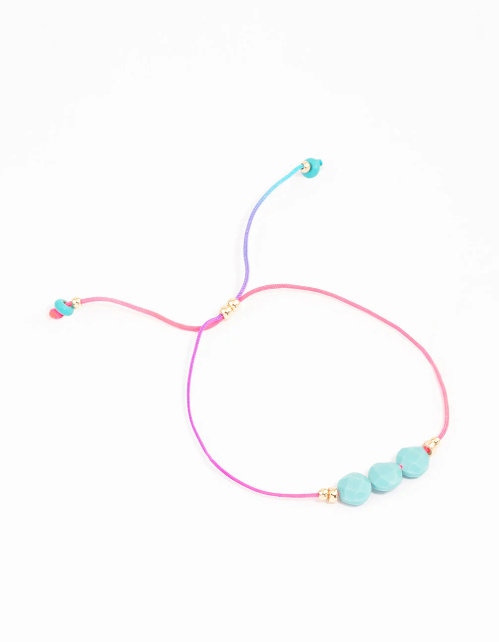Fabric Triple Ball Stone Toggle Bracelet