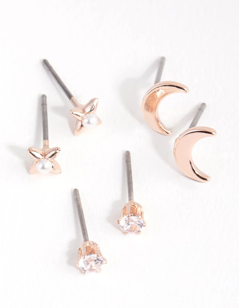 Rose Gold Cresent Moon Pearl Earrings