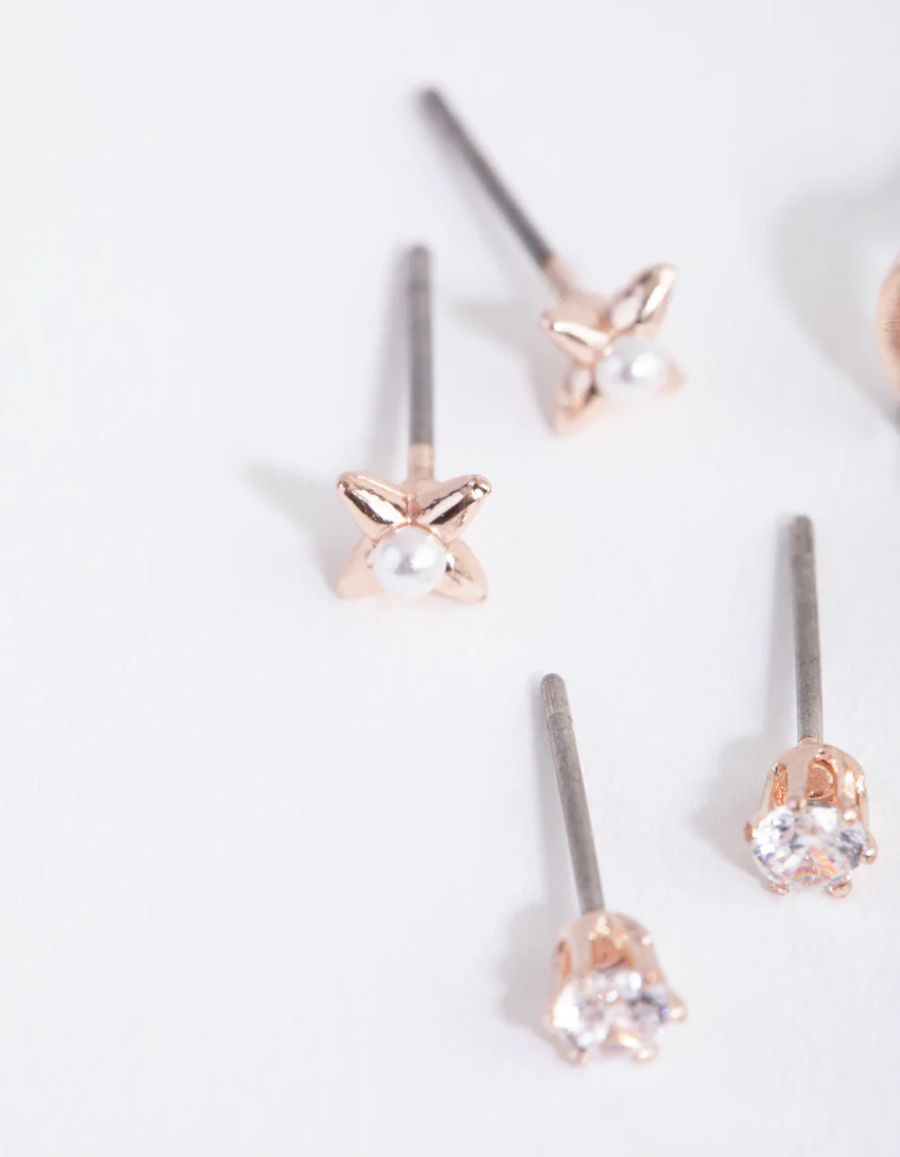 Rose Gold Cresent Moon Pearl Earrings - Image 2