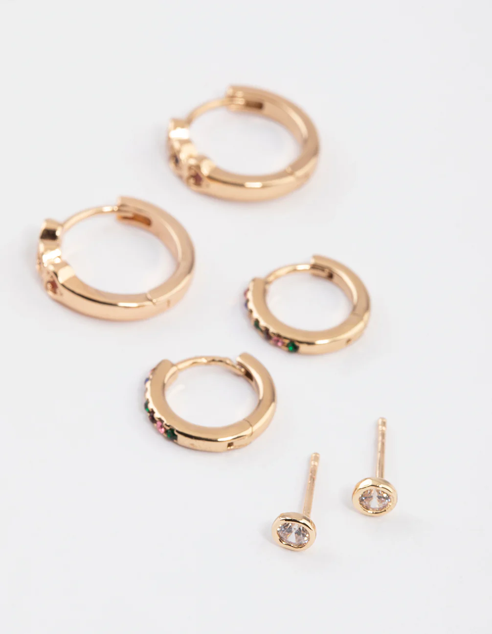 Gold Heart Diamante Earrings Pack - Image 2