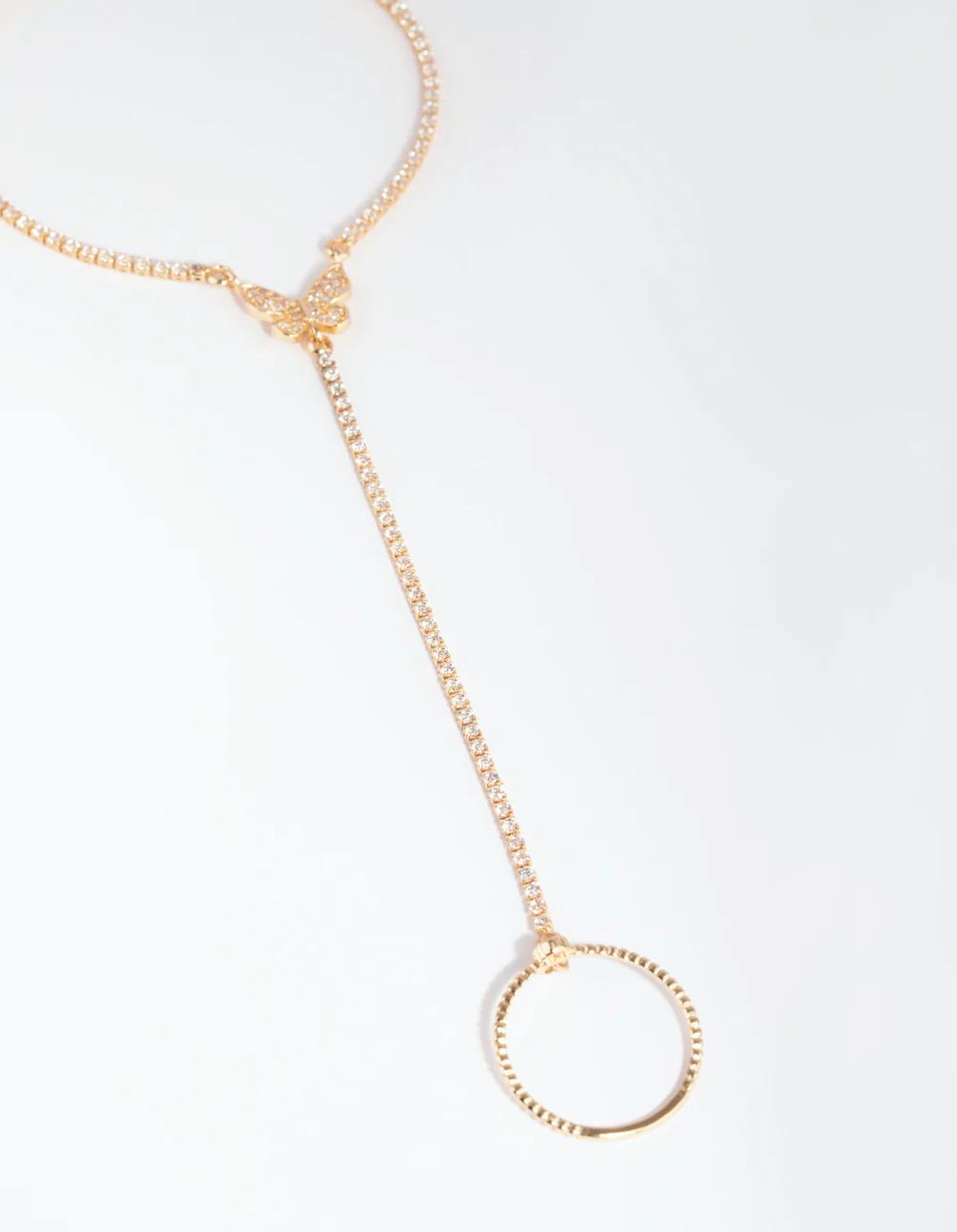 Gold Cubic Zirconia Butterfly Hand Chain - Image 2
