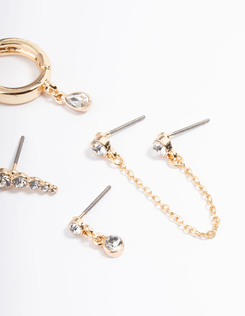 Gold Diamante Circle & Teardrop Mix Ear Stack - Image 2