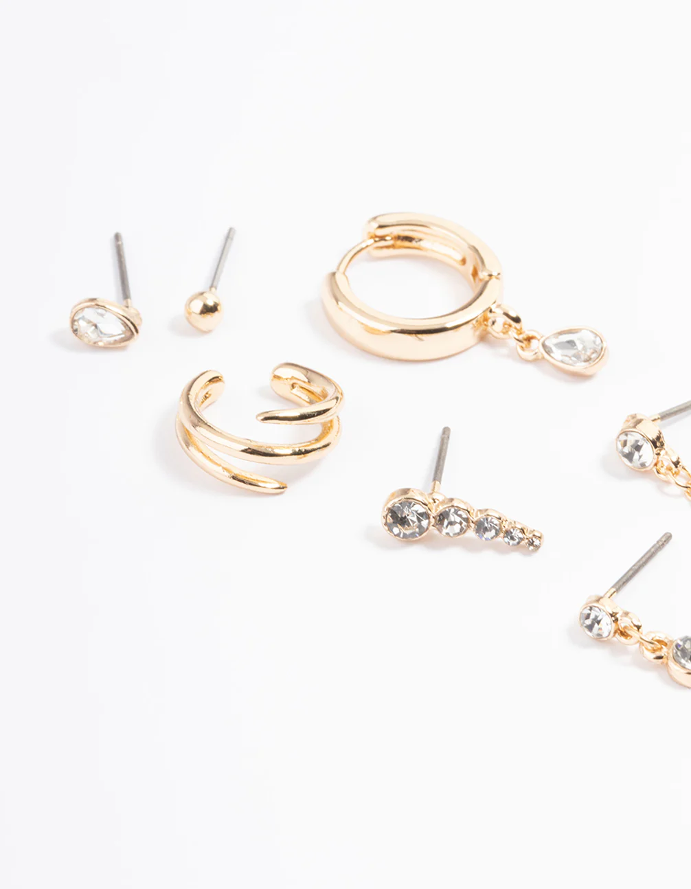 Gold Diamante Circle & Teardrop Mix Ear Stack - Image 3