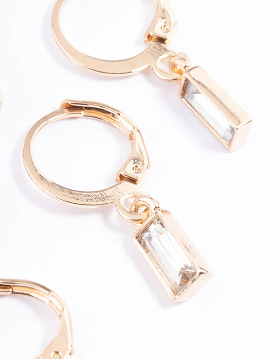 Gold Mixed Shape Huggie Earrings Pack - Image 3