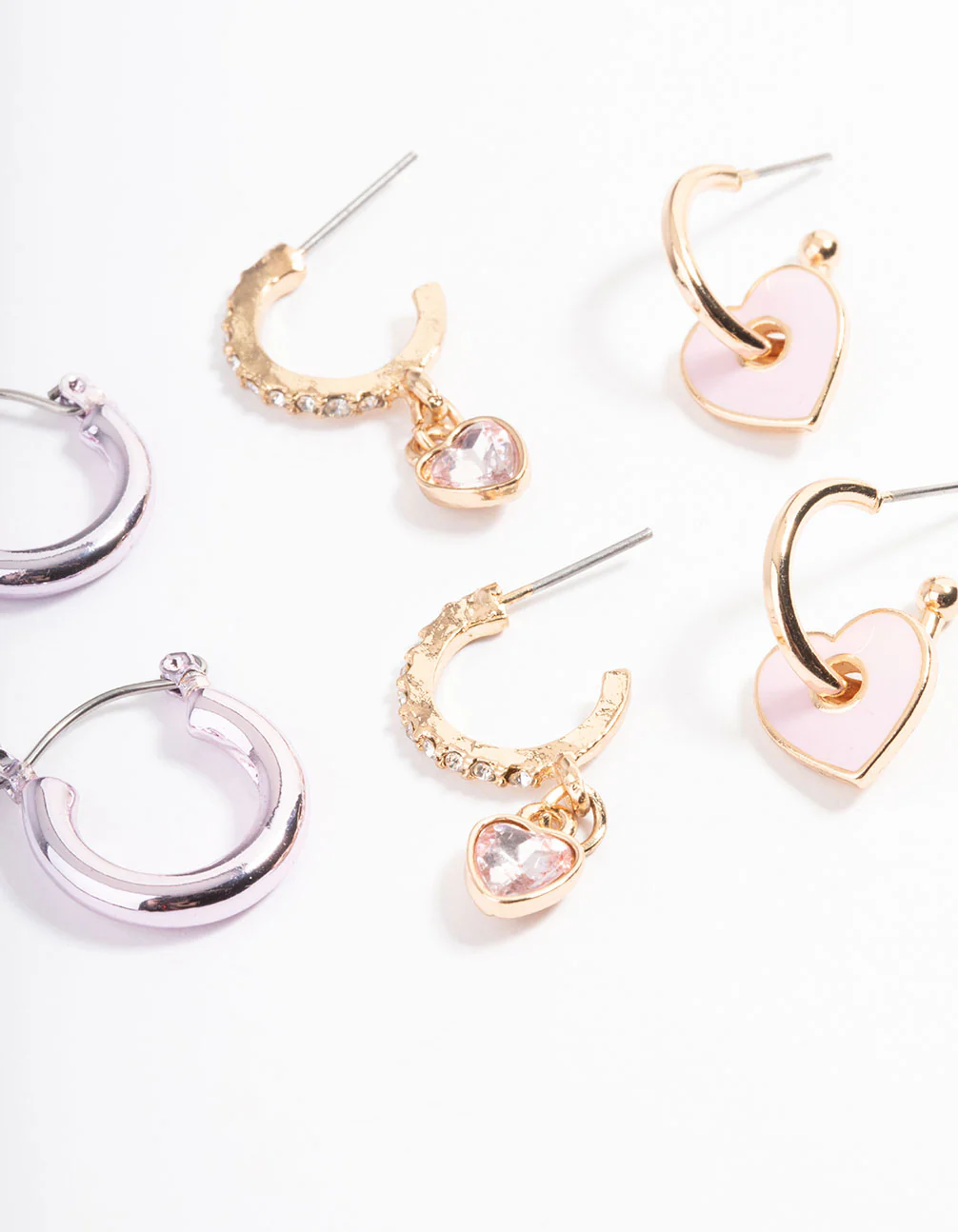 Pink Metalic Heart Earrings Pack - Image 2