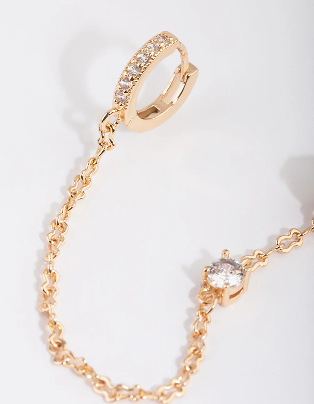 Gold Chain Stud & Huggie Earrings - Image 2