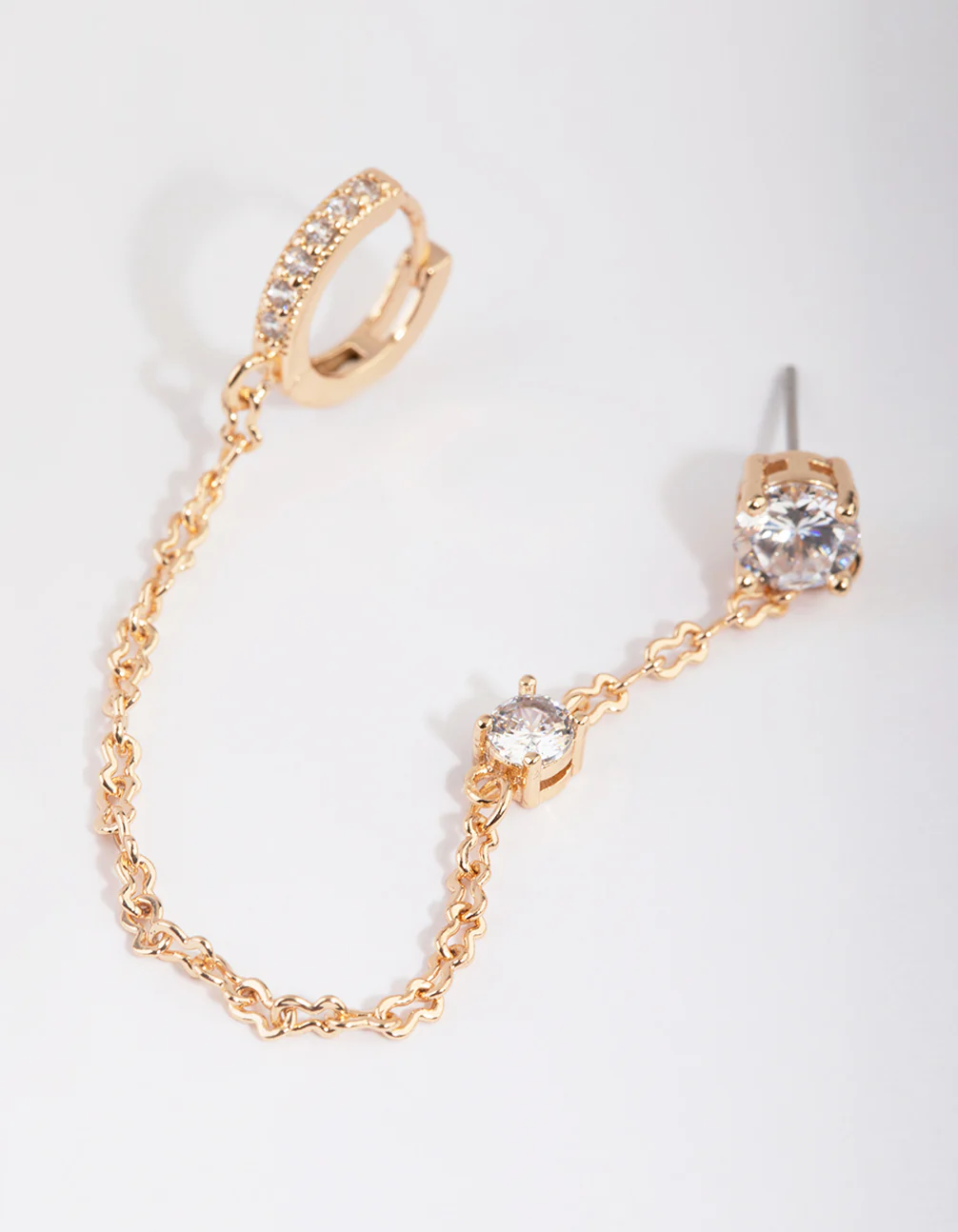 Gold Chain Stud & Huggie Earrings - Image 3
