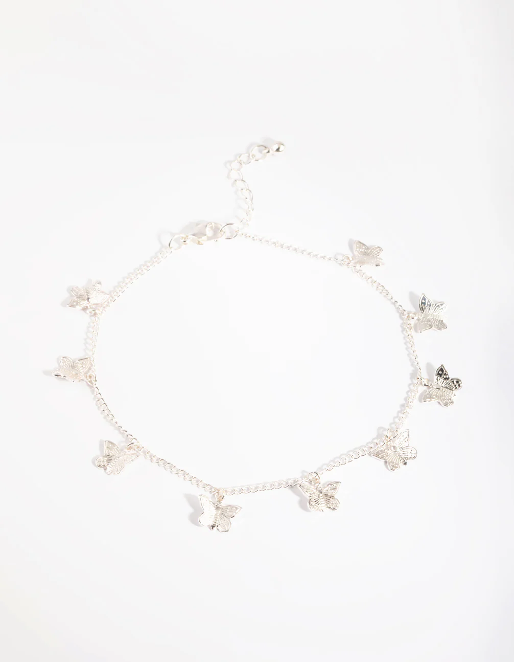 Silver Butterfly Chain Anklet - Image 2
