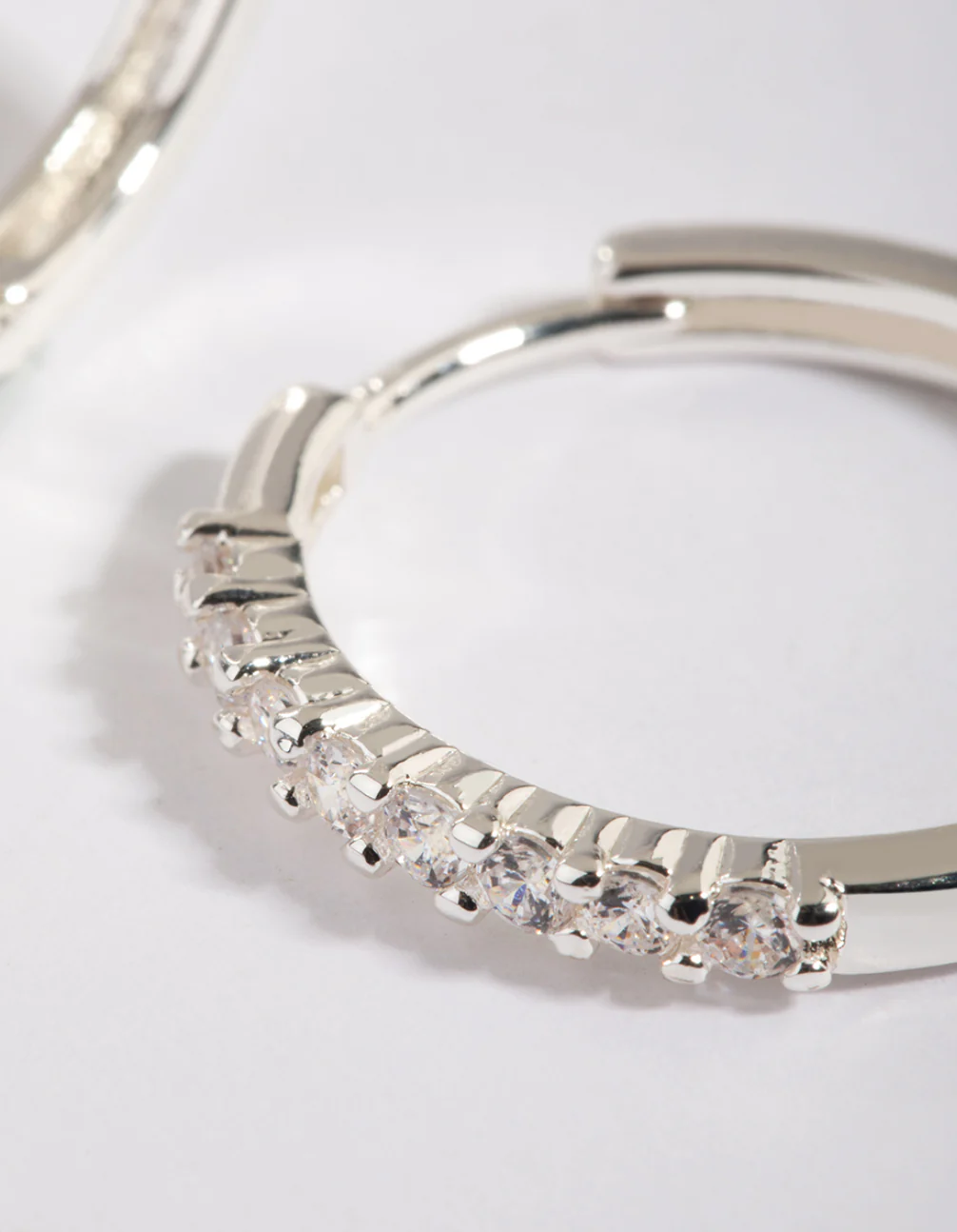 Silver Cubic Zirconia Hoop Earrings - Image 3