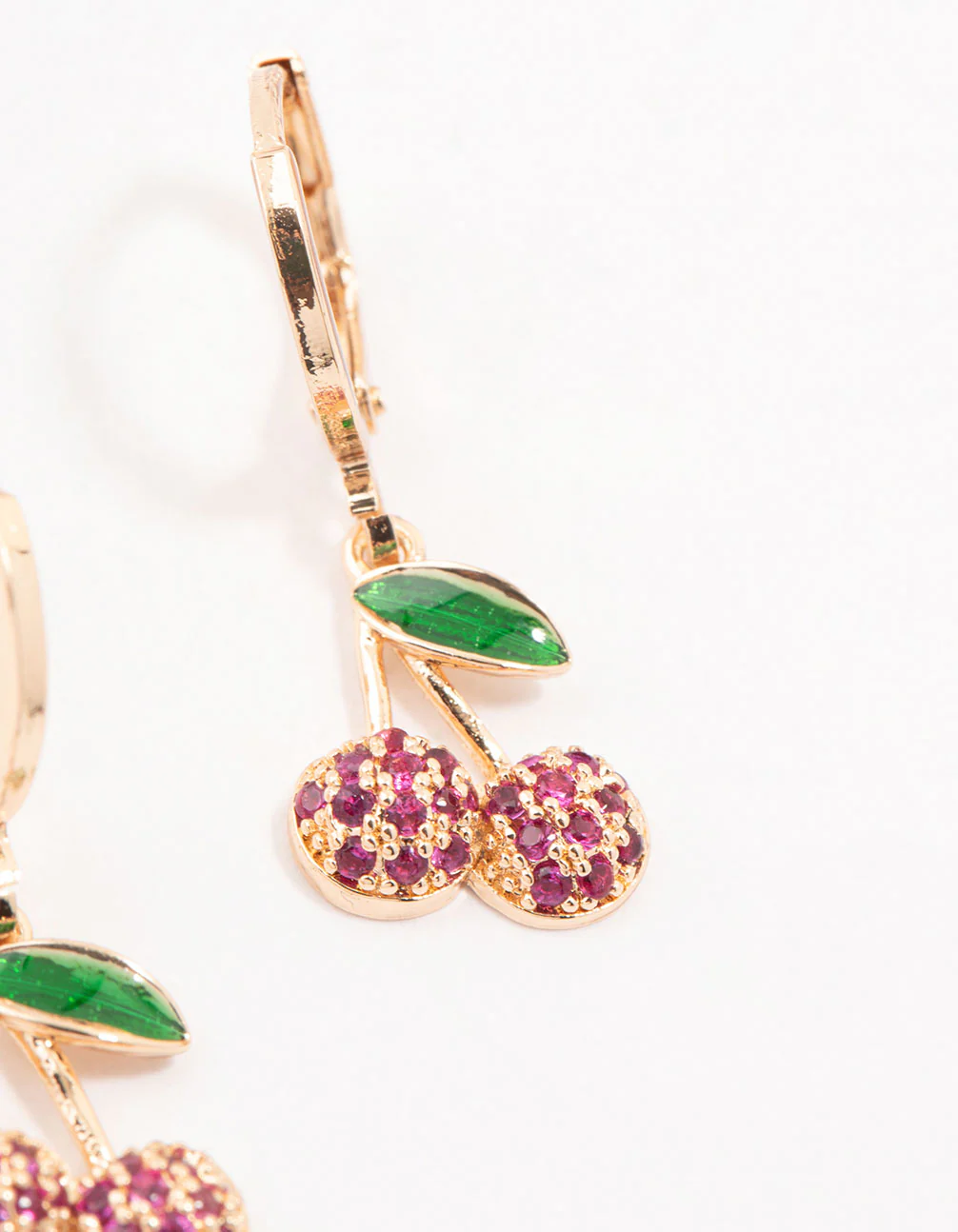 Cherry Gold Cubic Zirconia Huggie Earrings - Image 3