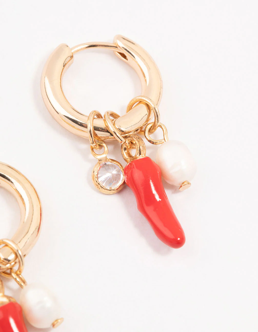 Chilly Cubic Zirconia & Freshwater Pearl Huggie Earrings - Image 3