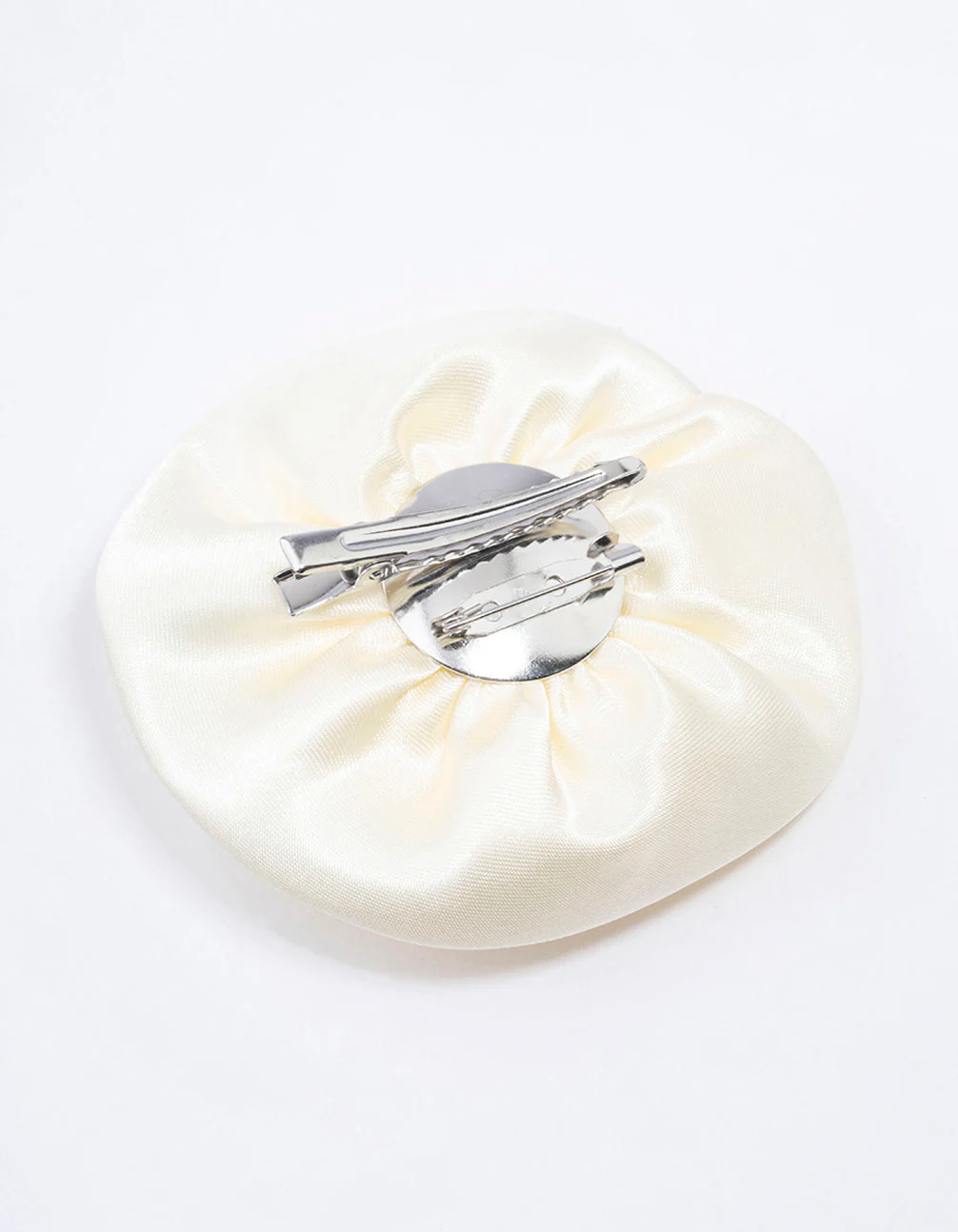 Cream Fabric Elegant Rosette Hair Clip - Image 3