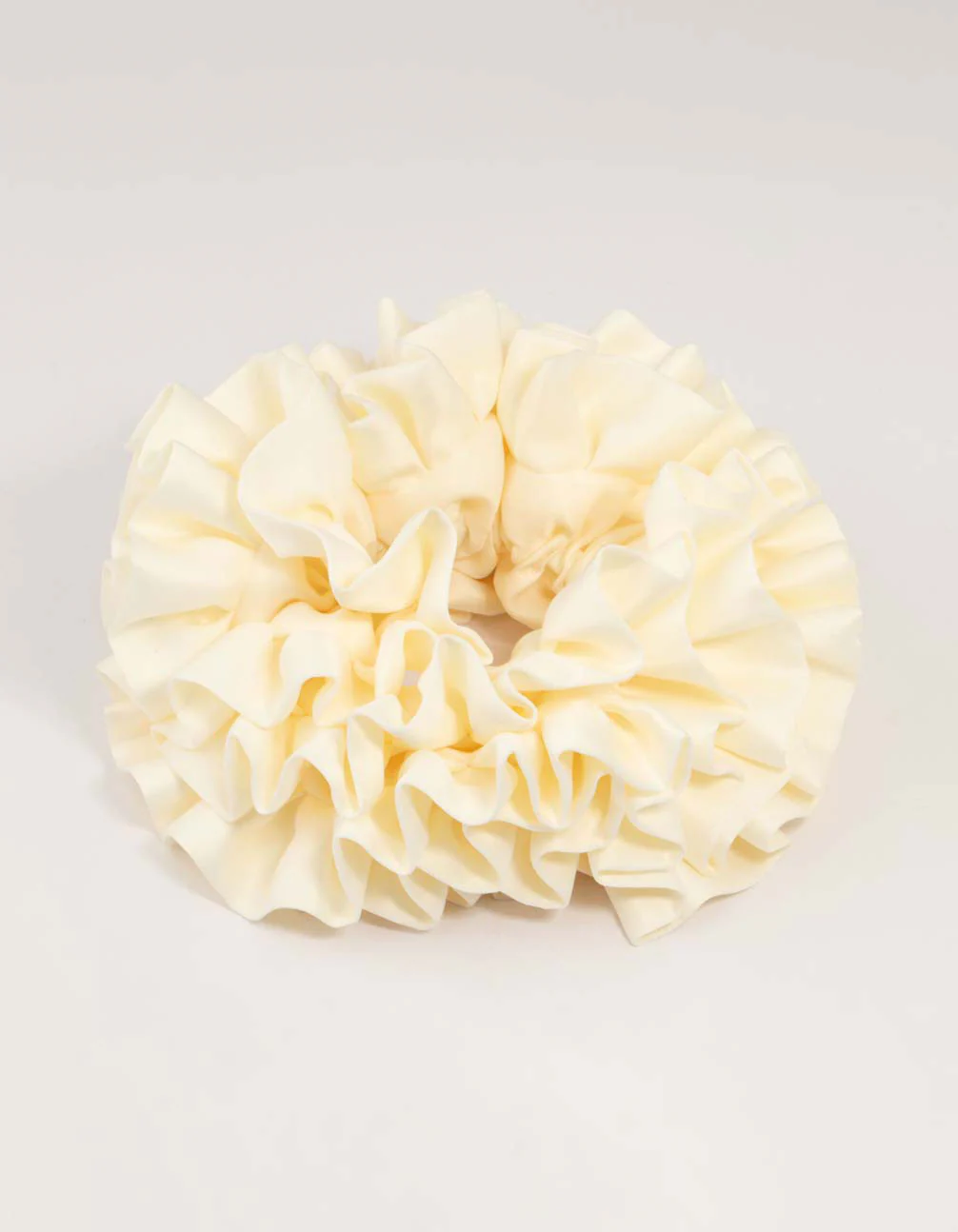 Cream Large Oversized Ruffle Fabric Scrunchie