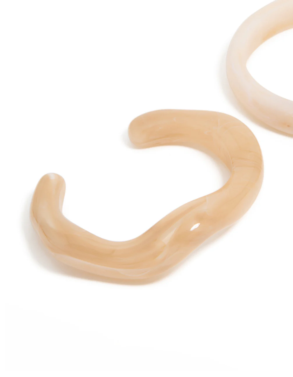 Cream Neutral Acrylic Marble Wrist Cuff & Bangle 2-Pack - Image 2