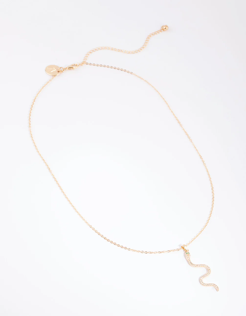 Gold Cubic Zirconia Snake Pendant Necklace - Image 2