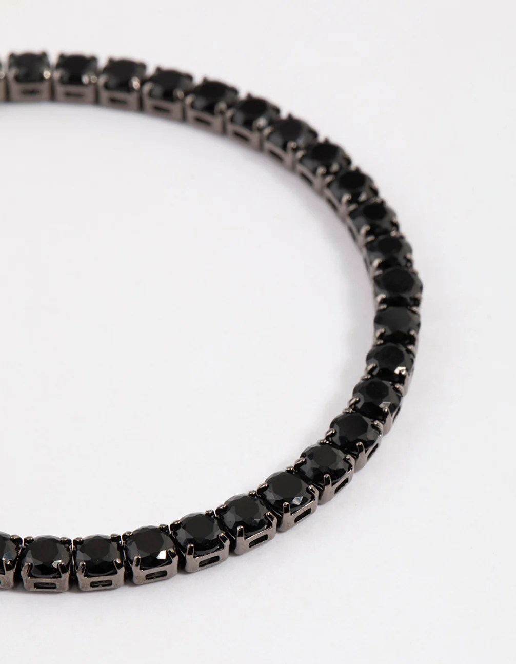 Gunmetal Cubic Zirconia Round Cup Chain Bracelet - Image 2