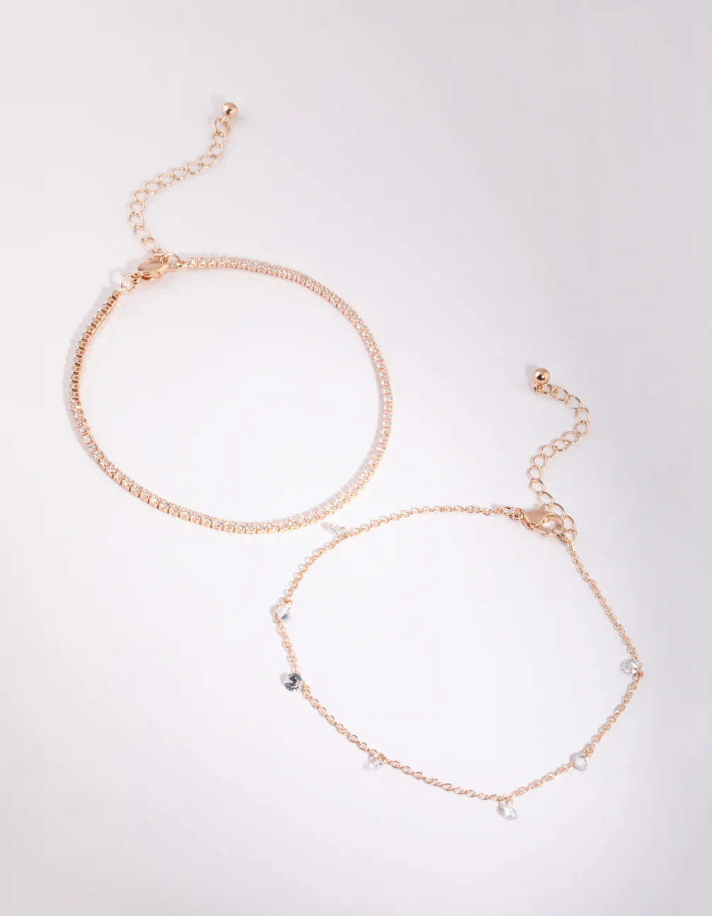 Rose Gold Cubic Zirconia Tennis Anklet