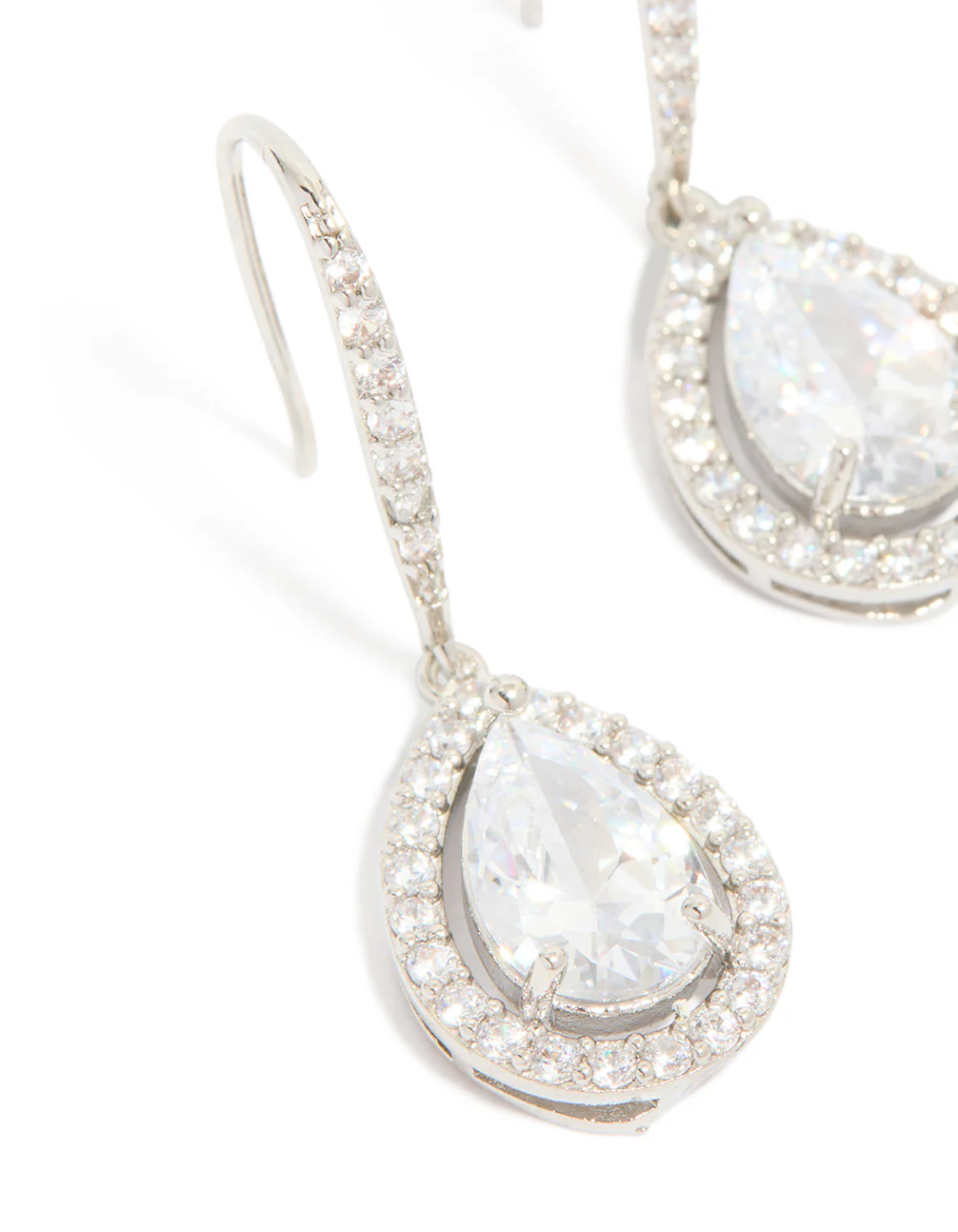 Silver Cubic Zirconia Teardrop Earrings - Image 4
