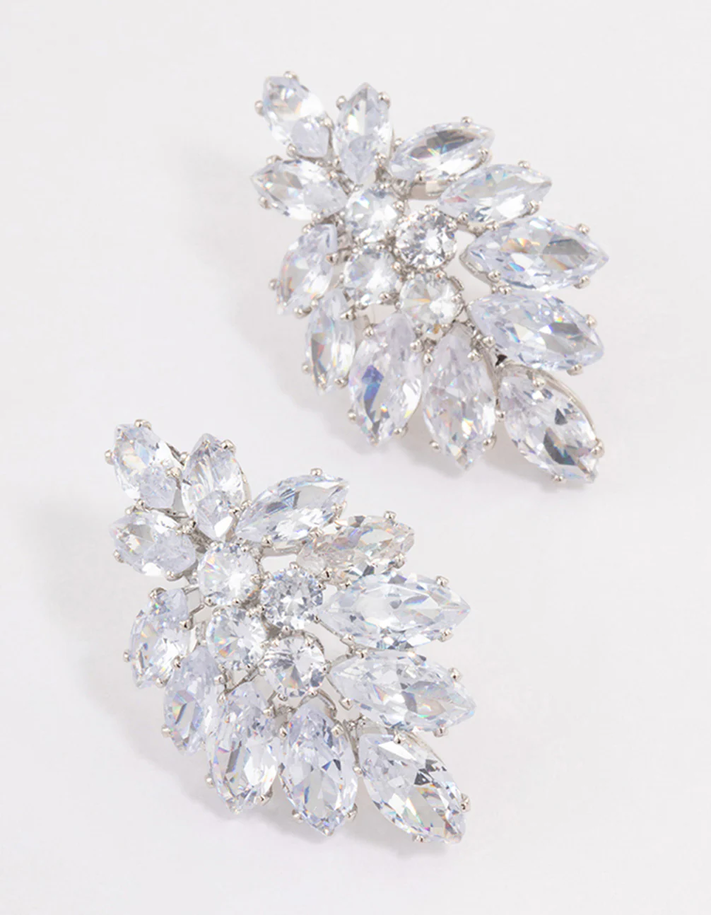 Silver Marquise Statement Stud Earrings
