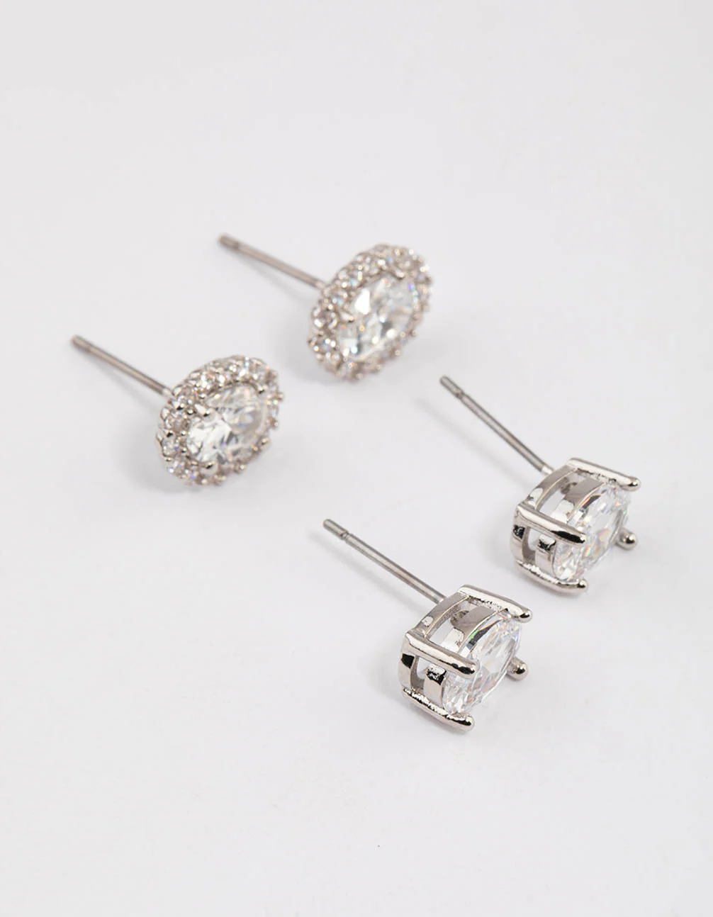 Silver Oval Cubic Zirconia Stud Earring Pack - Image 2