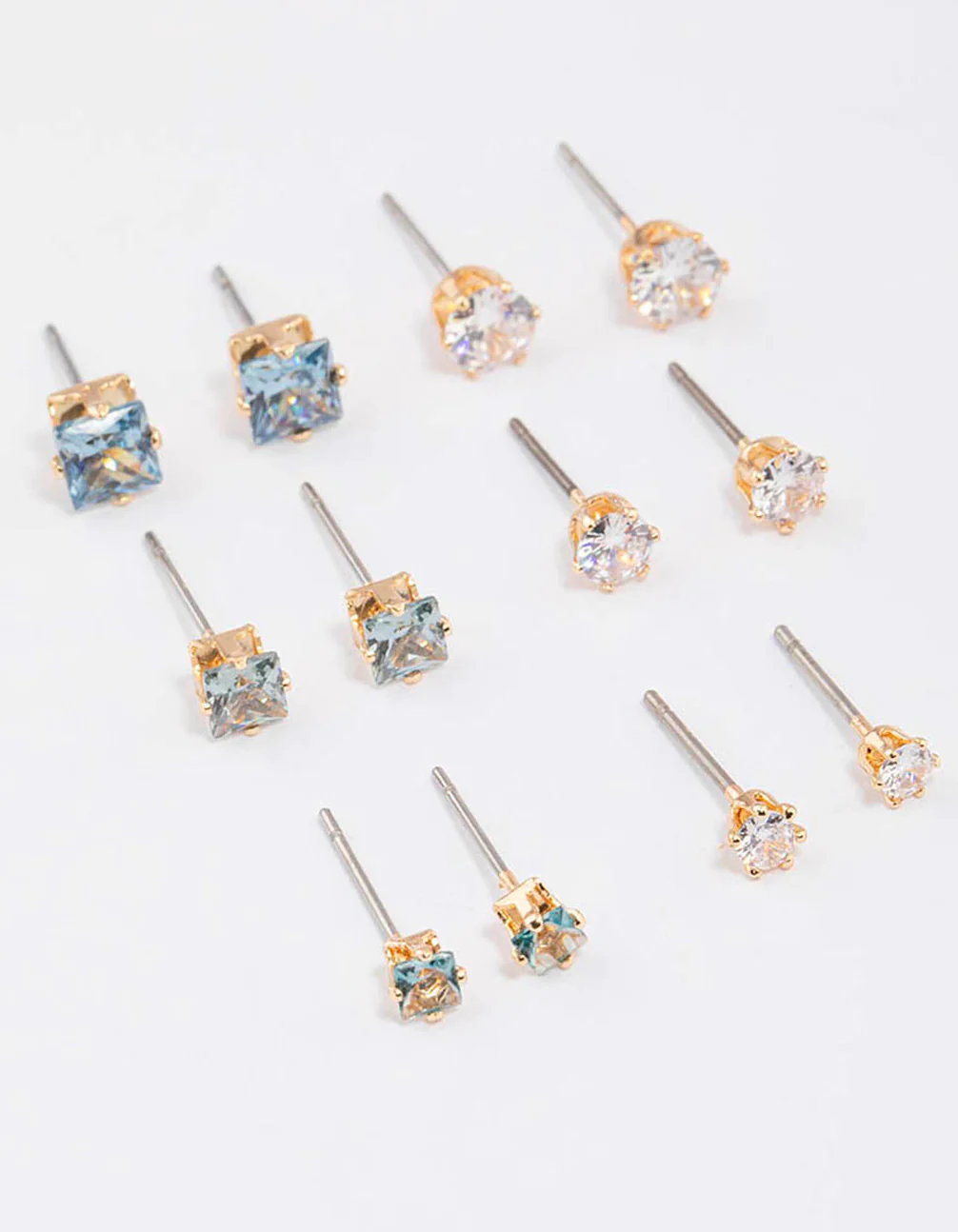 Gold Circle Square Stud Earrings