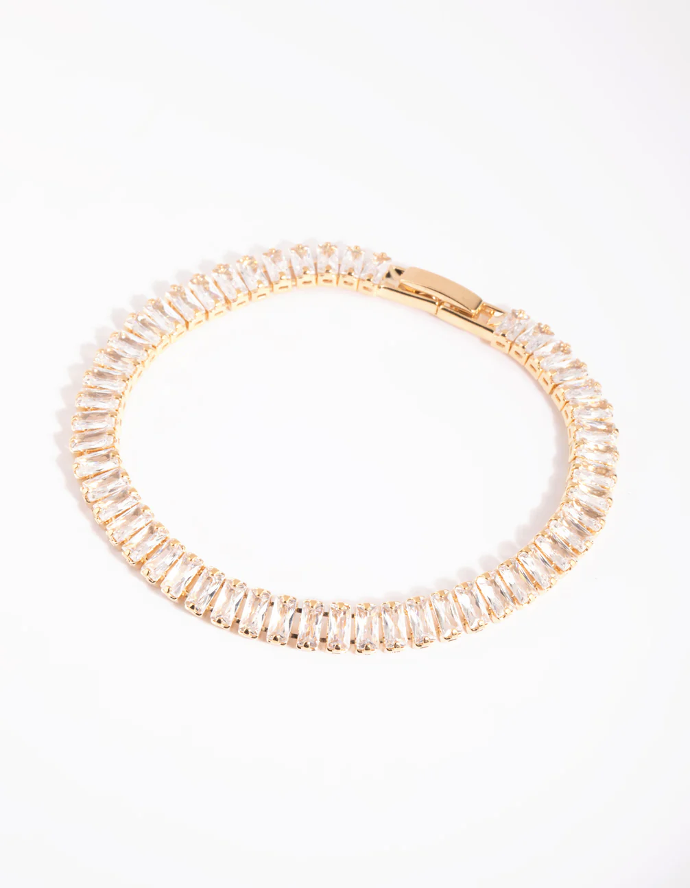 Gold Cubic Zirconia Baguette Tennis Bracelet