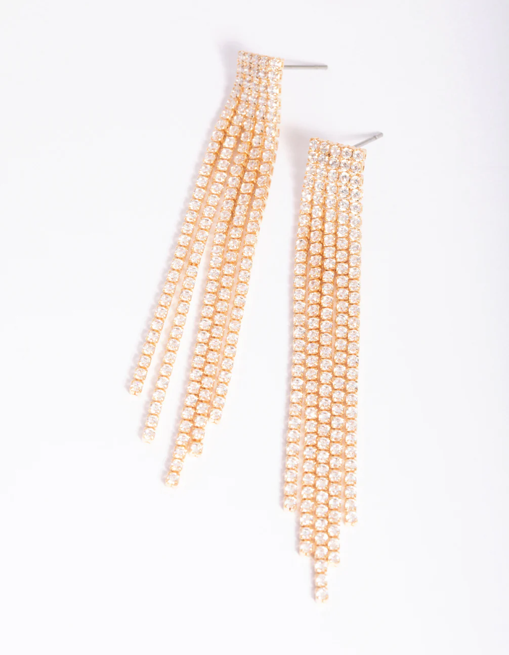 Gold Cubic Zirconia Fringe Drop Earrings