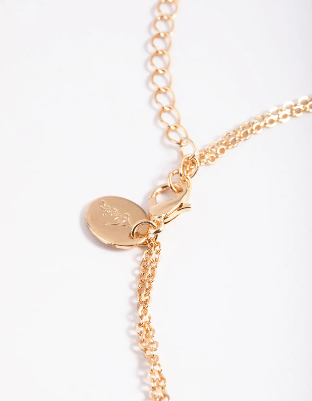 Gold Cubic Zirconia Multi Row Cross Necklace - Image 4