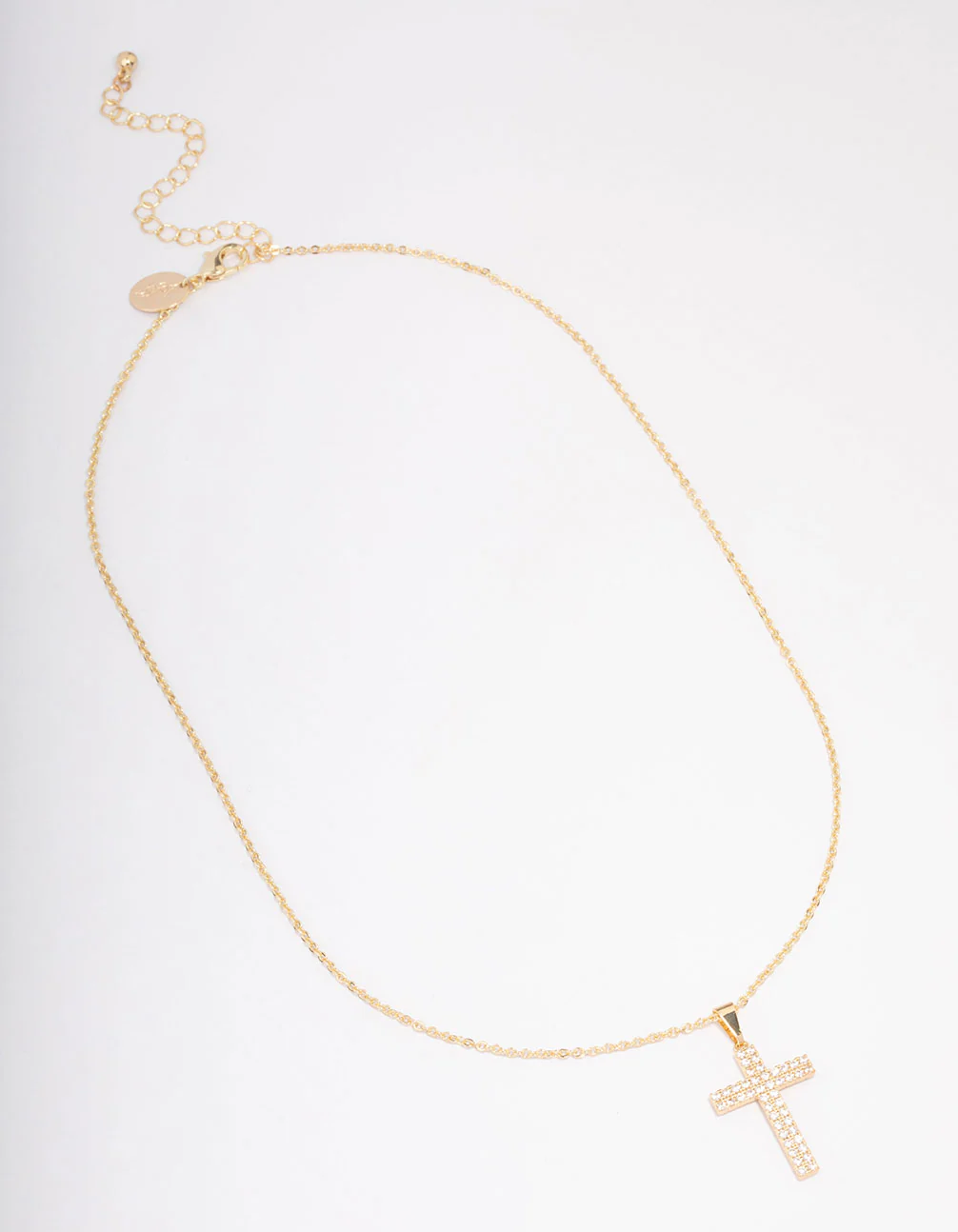 Gold Grand Cross Cubic Zirconia Pendant Necklace - Image 2