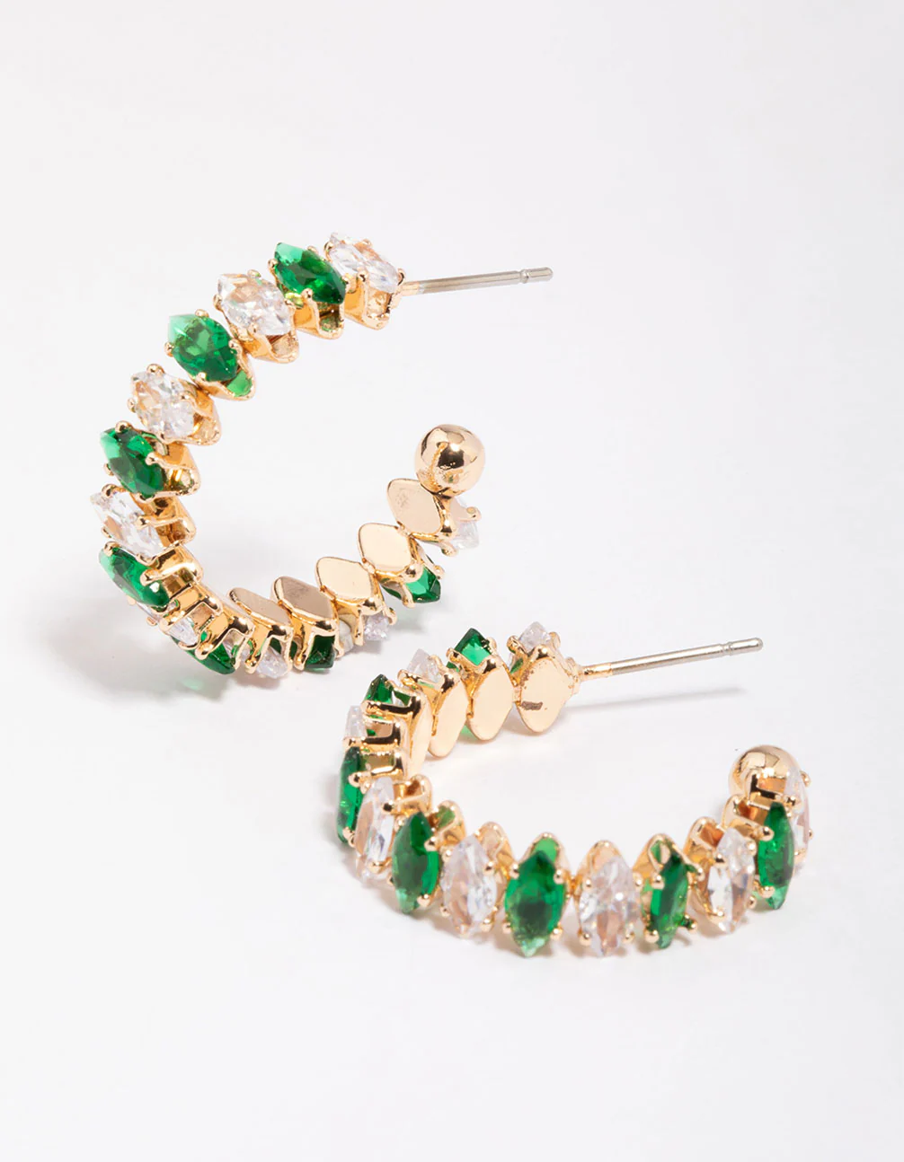 Gold Marquise Cubic Zirconia Hoop Earrings