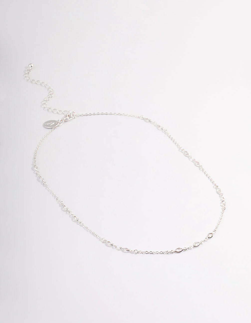 Silver Cubic Zirconia Dainty Chain Necklace - Image 2