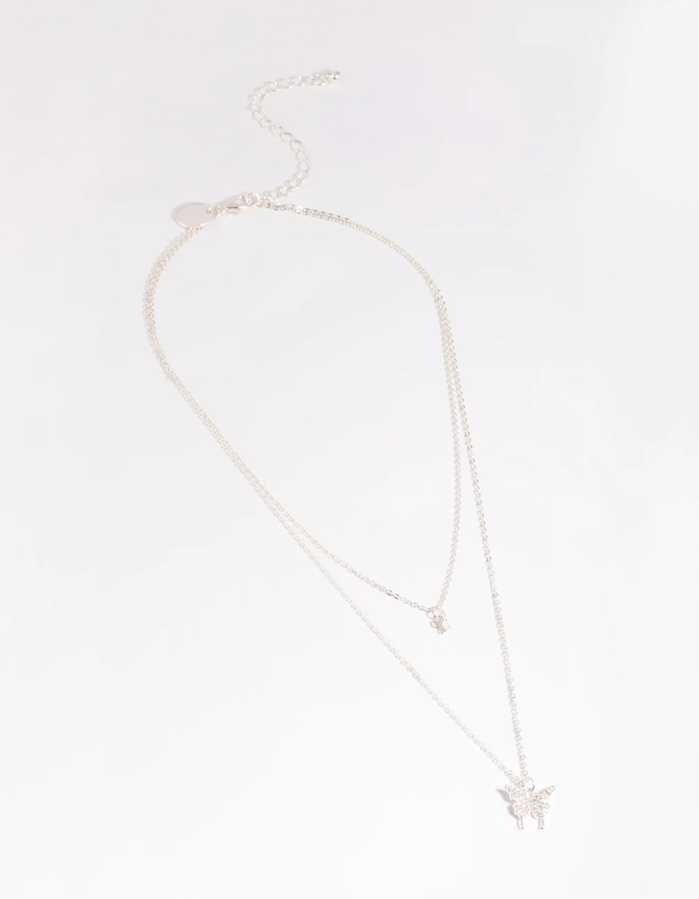 Rhodium Cubic Zirconia Butterfly Necklace - Image 2